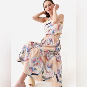 SEA New York Quin Patchwork Tiered Maxi Dress w/Cut Out, New, Size 6